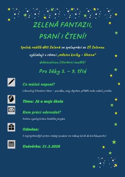 Zelená fantazii, psaní i čtení!