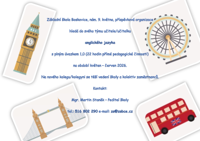 Hledáme do týmu učitele/učitelku anglického jazyka